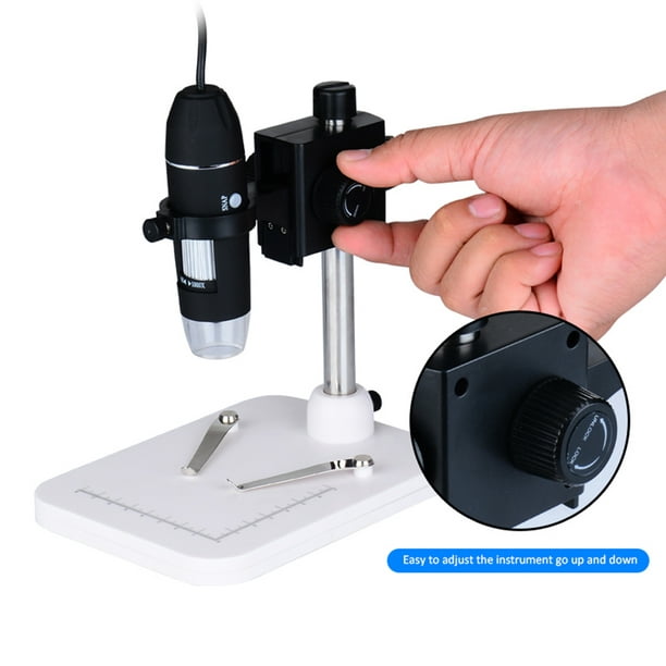 Portable Handheld USB Digital Microscope 1000x Magnification Camera 8 LED with Metal Stand Compatible with Windows XP/Vista/Win 7 8 10_Color:Black 